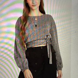 J.Crew Tie-Waist Metallic Crewneck Sweater